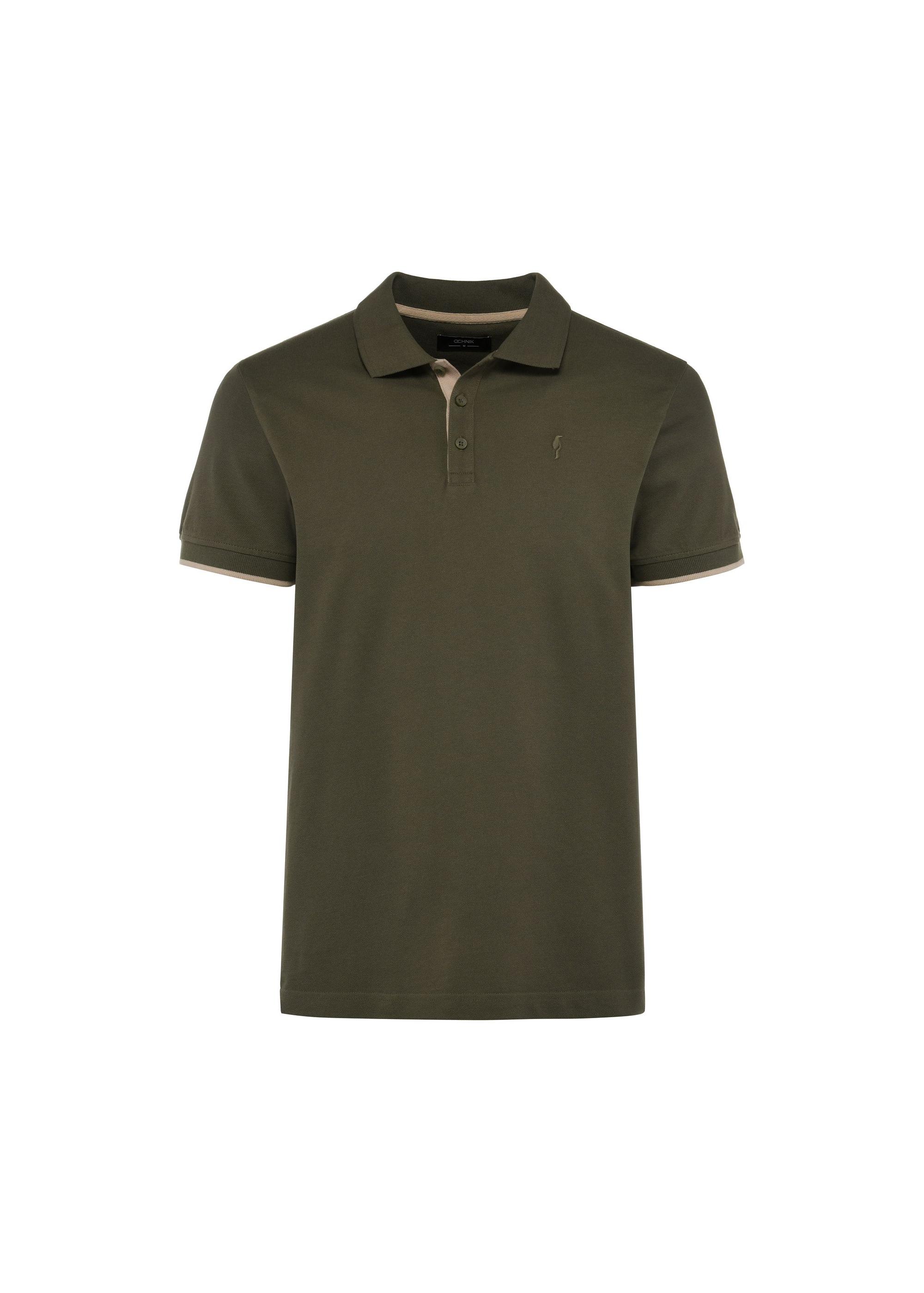 Khaki pánska bavlnená polokošeľa POLMT-0045B-55(W25)-06