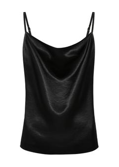 Čierne saténové dámske tielko BLUDT-0190-99(W25)