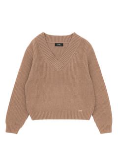 Dámsky sveter s výstrihom do V v ťavej farbe SWEDT-0162-83(Z24) SWEDT-0162-83(Z24)