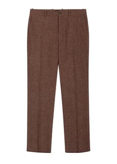 Elegantné hnedé pánske nohavice s vlnou SPOMT-0123-1I(Z26)
