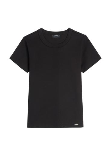 Čierne bavlnené dámske tričko TSHDT-0144-99(Z26)
