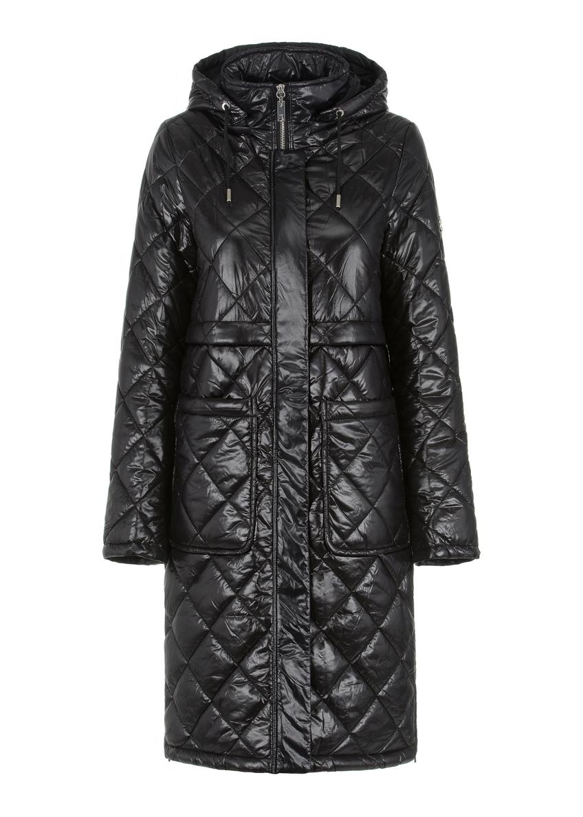 Dámska dlhá čierna bunda KURDT-0476-99(Z23)-05