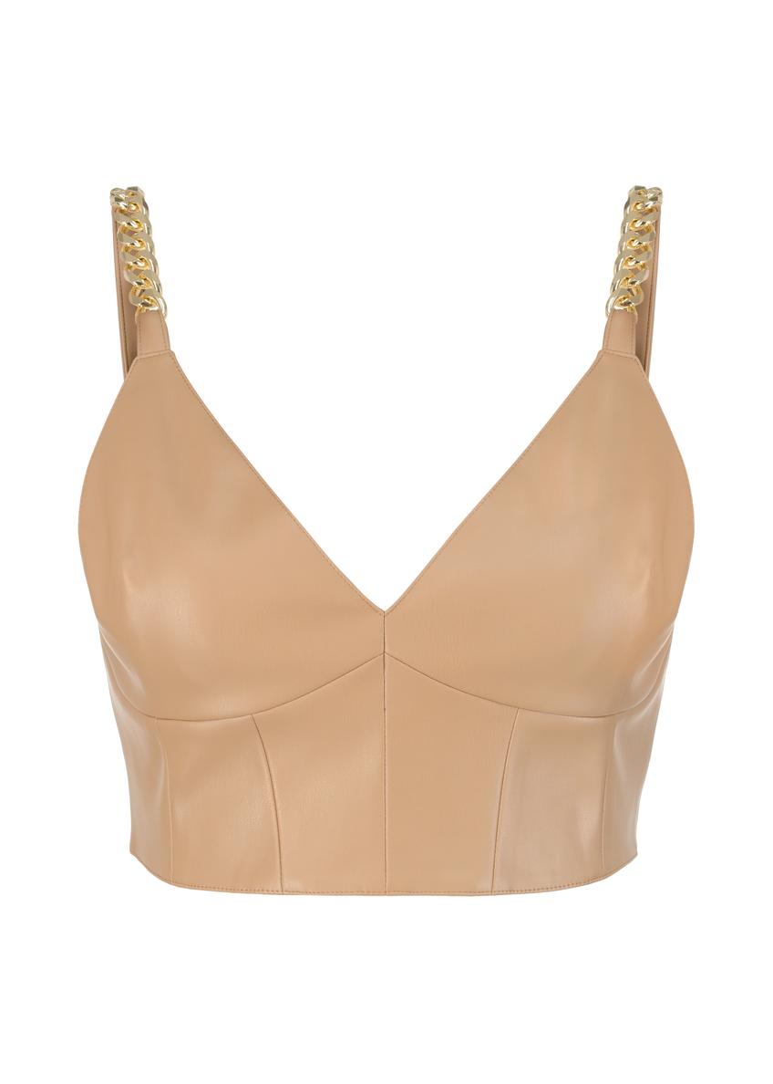 Béžový vrchný diel z imitácie kože TOPDP-0001-81(W23)-05