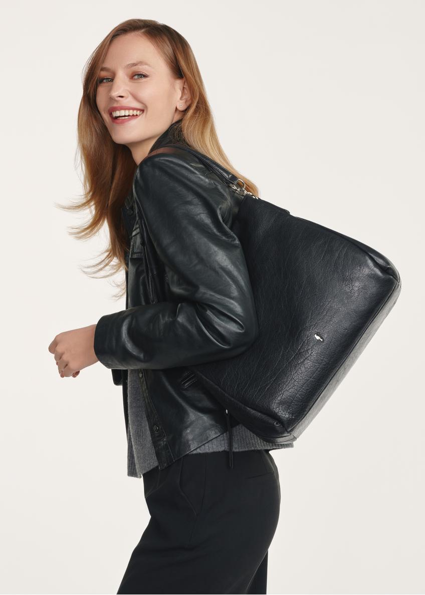 Čierna kožená dámska shopper kabelka TORES-0636D-99(Z25)