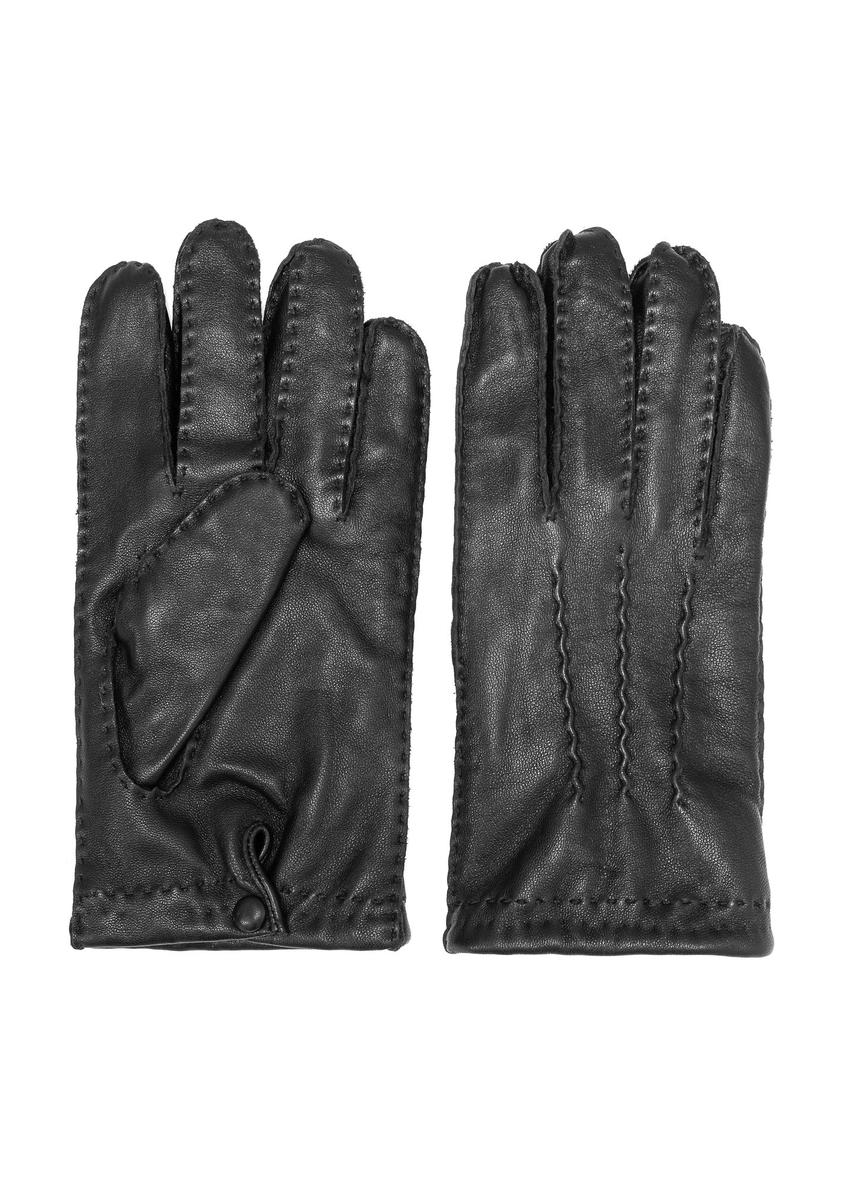 Pánske čierne kožené rukavice REKMS-0081-99(Z25)