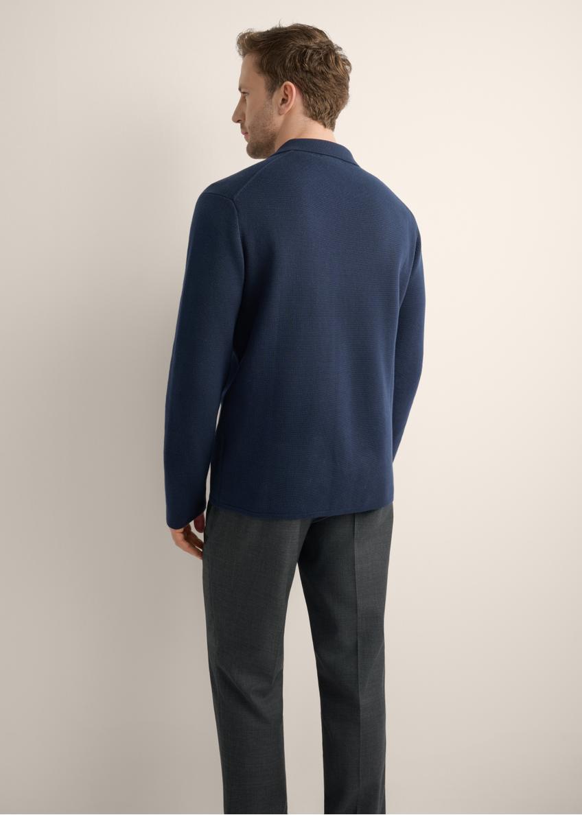 Tmavo modrý bavlnený pánsky sveter na zips SWEMT-0192-7E(Z26)