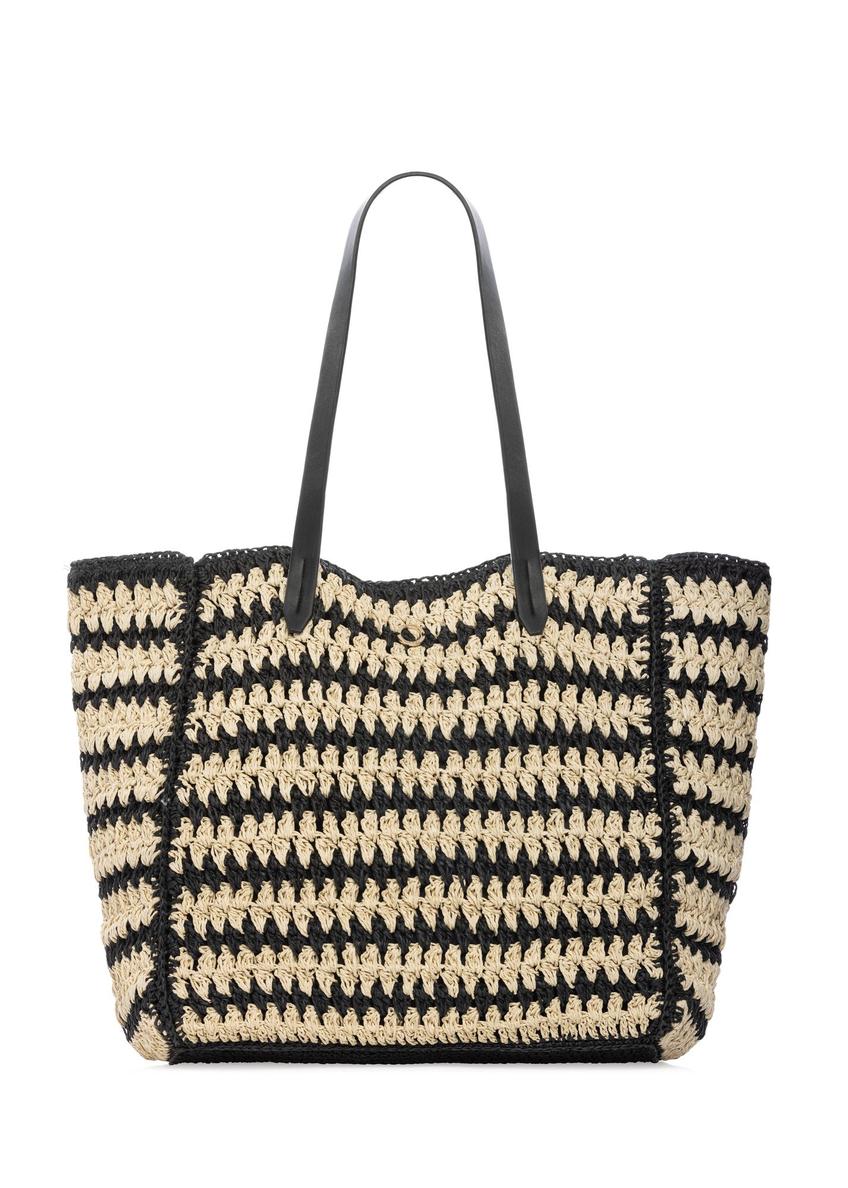 Dámska kabelka z prírodnej slamy TOREC-1226-1E(W26) - pohľad spredu na produkt, na bielom pozadí.