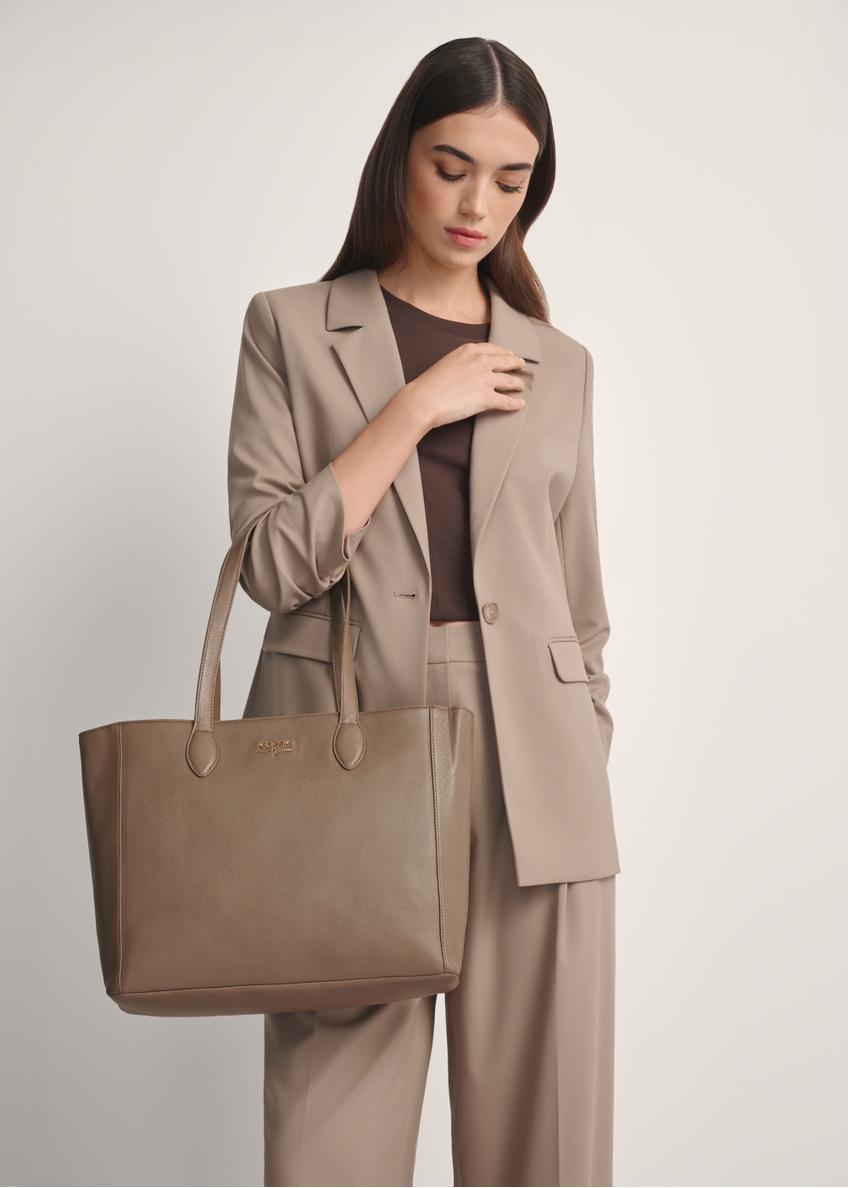 Dámska kožená kabelka shopper tmavo béžovej farby TORES-0971F-1K(W26)