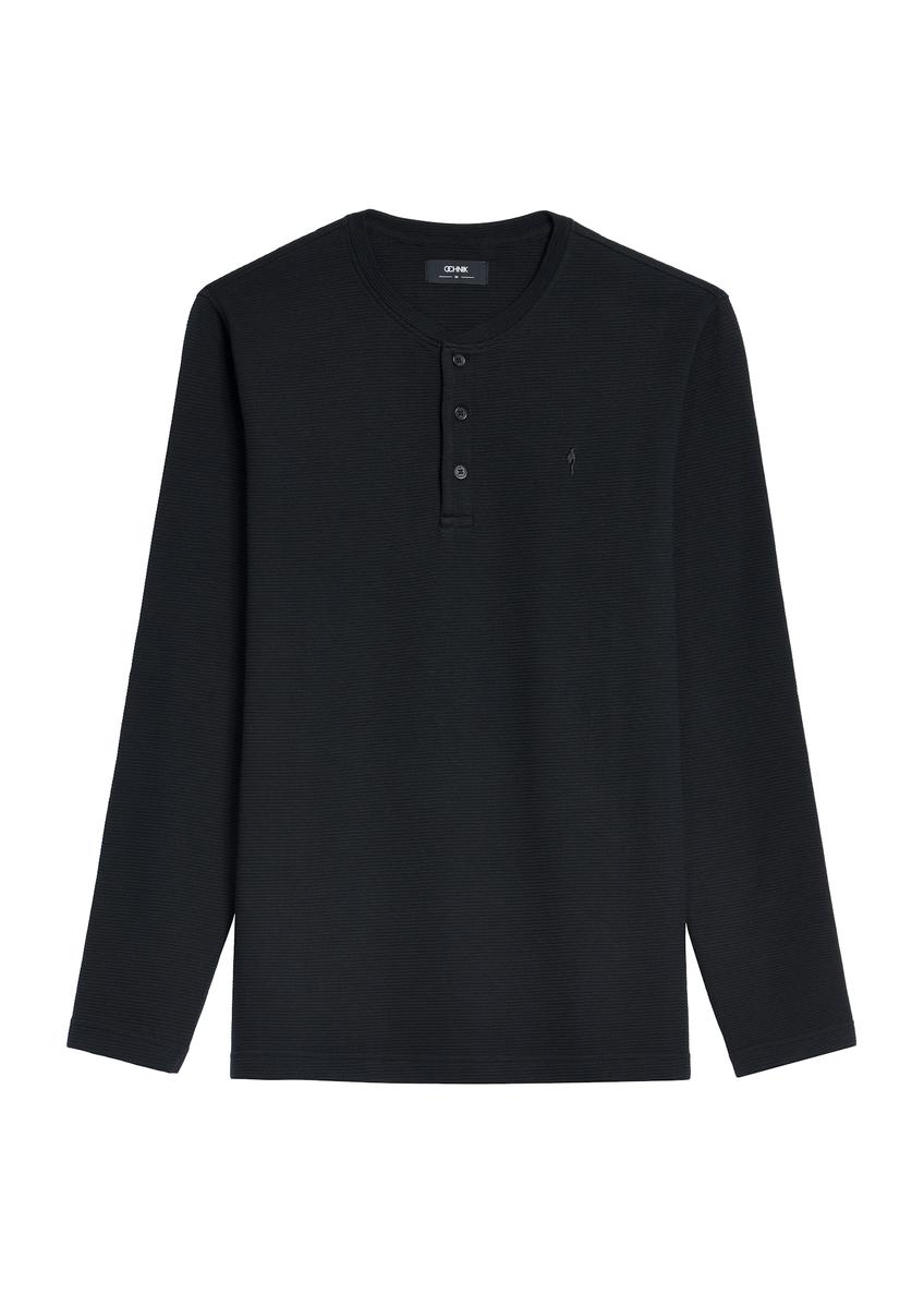 Pánske čierne tričko s dlhým rukávom LSLMT-0007-99(Z25)