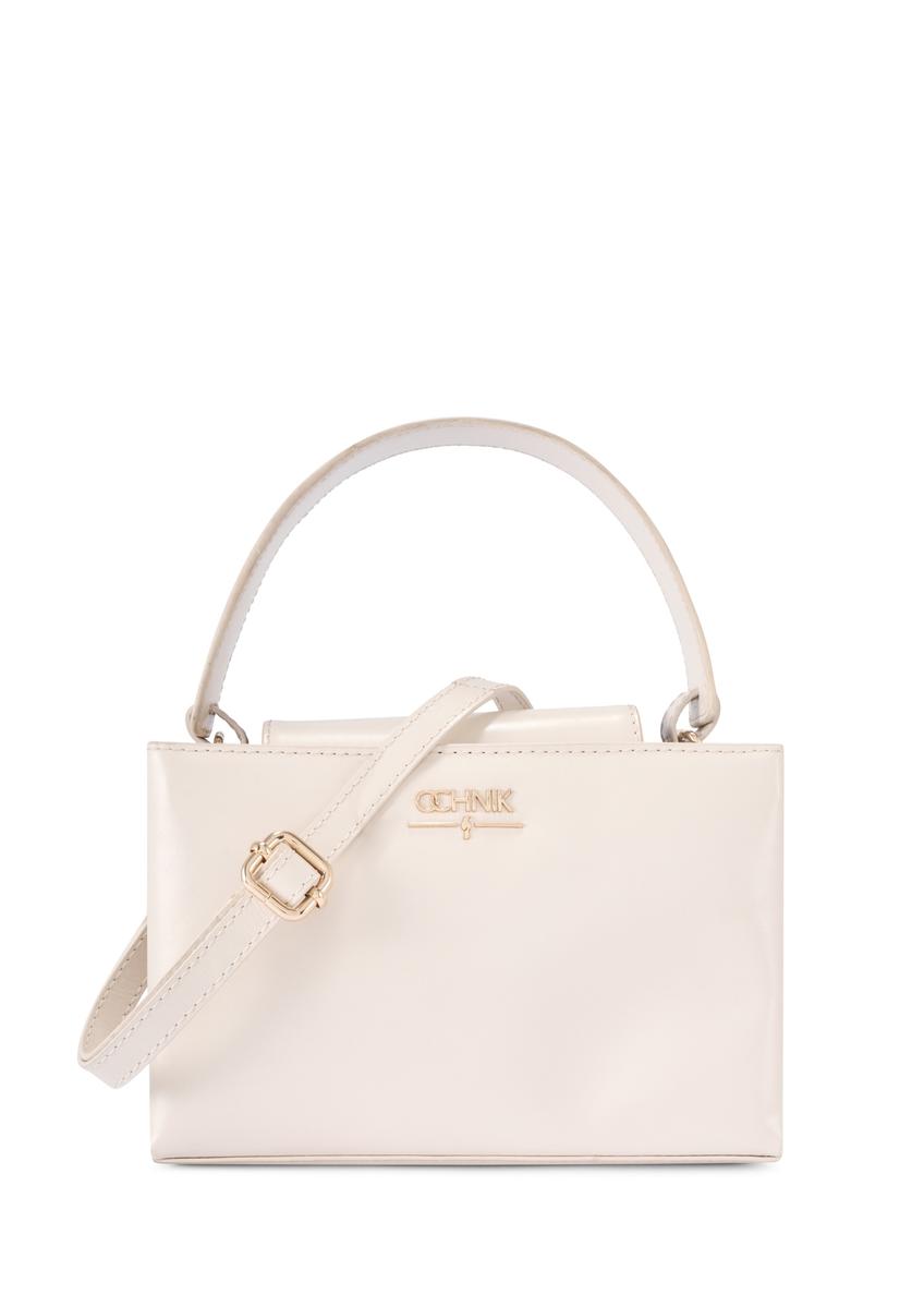 Kožená taška do kufra krémovej farby TORES-1270-0B(W26), pohľad spredu na bielom pozadí.