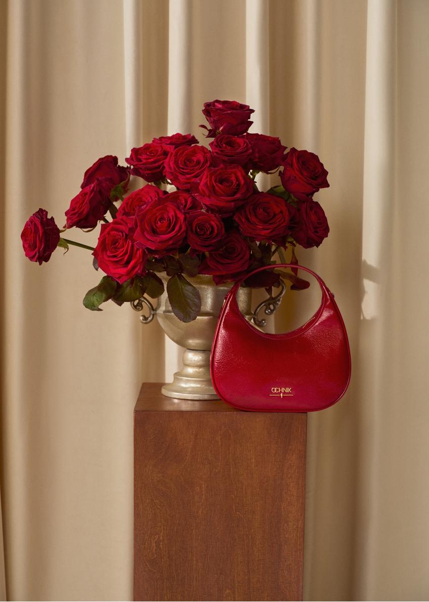 Červená kožená kabelka hobo TORES-1216-4B(W26)