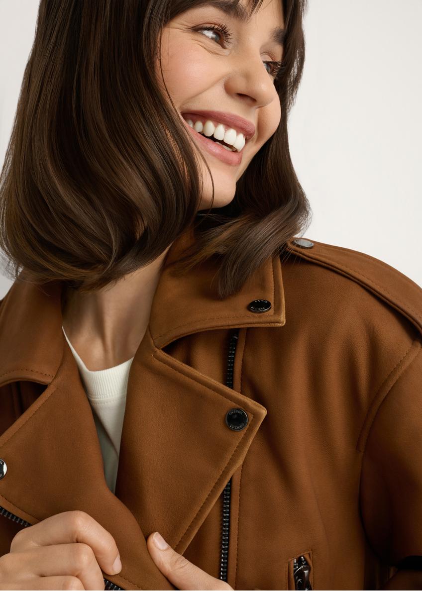 Kožená bunda v farbe koňaku KURDS-0610-1F(W26)