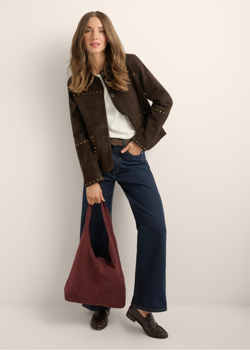 Bordová semišová kabelka shopper TORES-1403-4D(Z26)