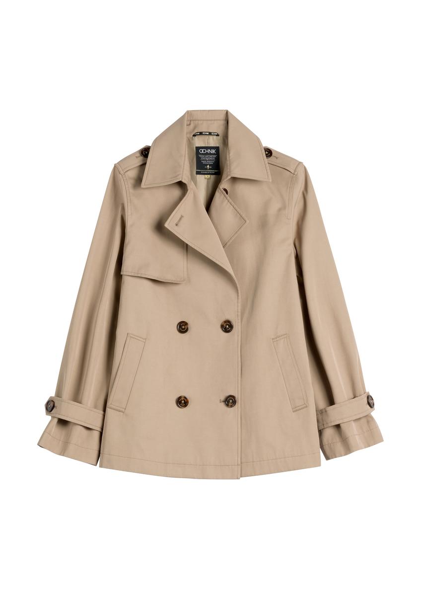 Béžová krátka dámska bunda KURDT-0556-1C(W26)