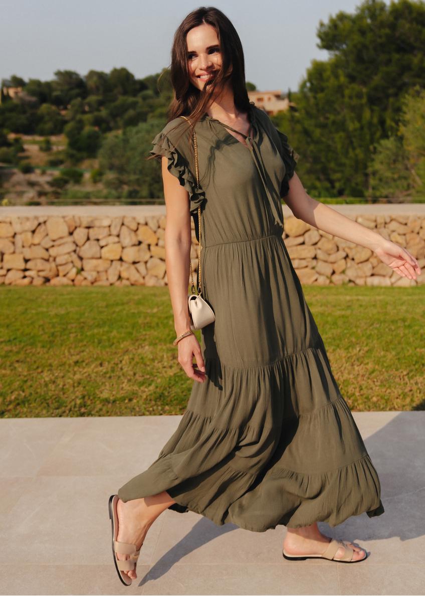 Dlhé khaki šaty SUKDT-0187-54(W25)