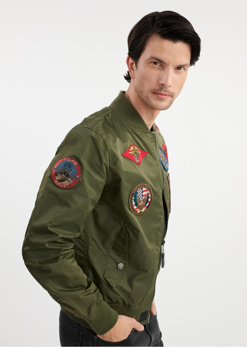 Olivová pánska bunda TOP GUN bomber KURMT-0381-57(W25)