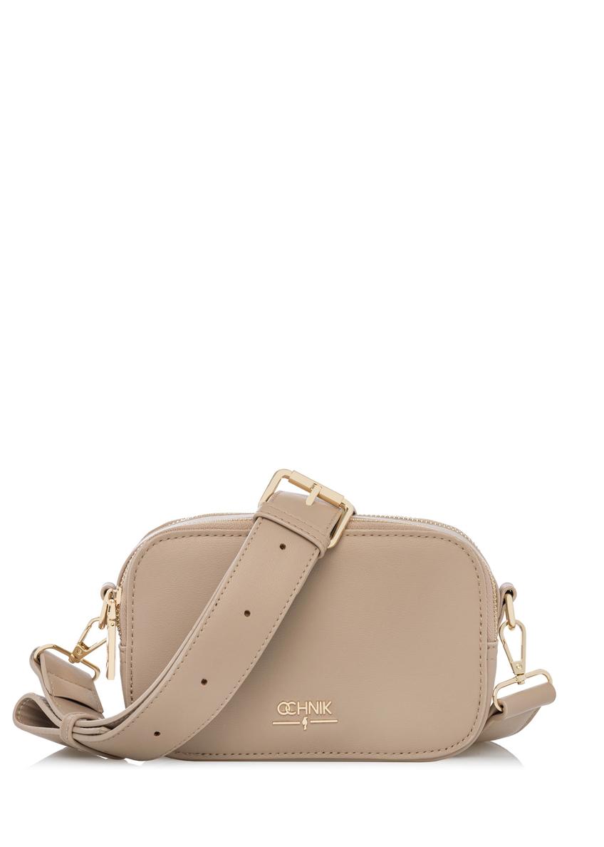 Béžová malá dámska kabelka TOREC-1172-1B(W26), pohľad spredu na bielom pozadí.