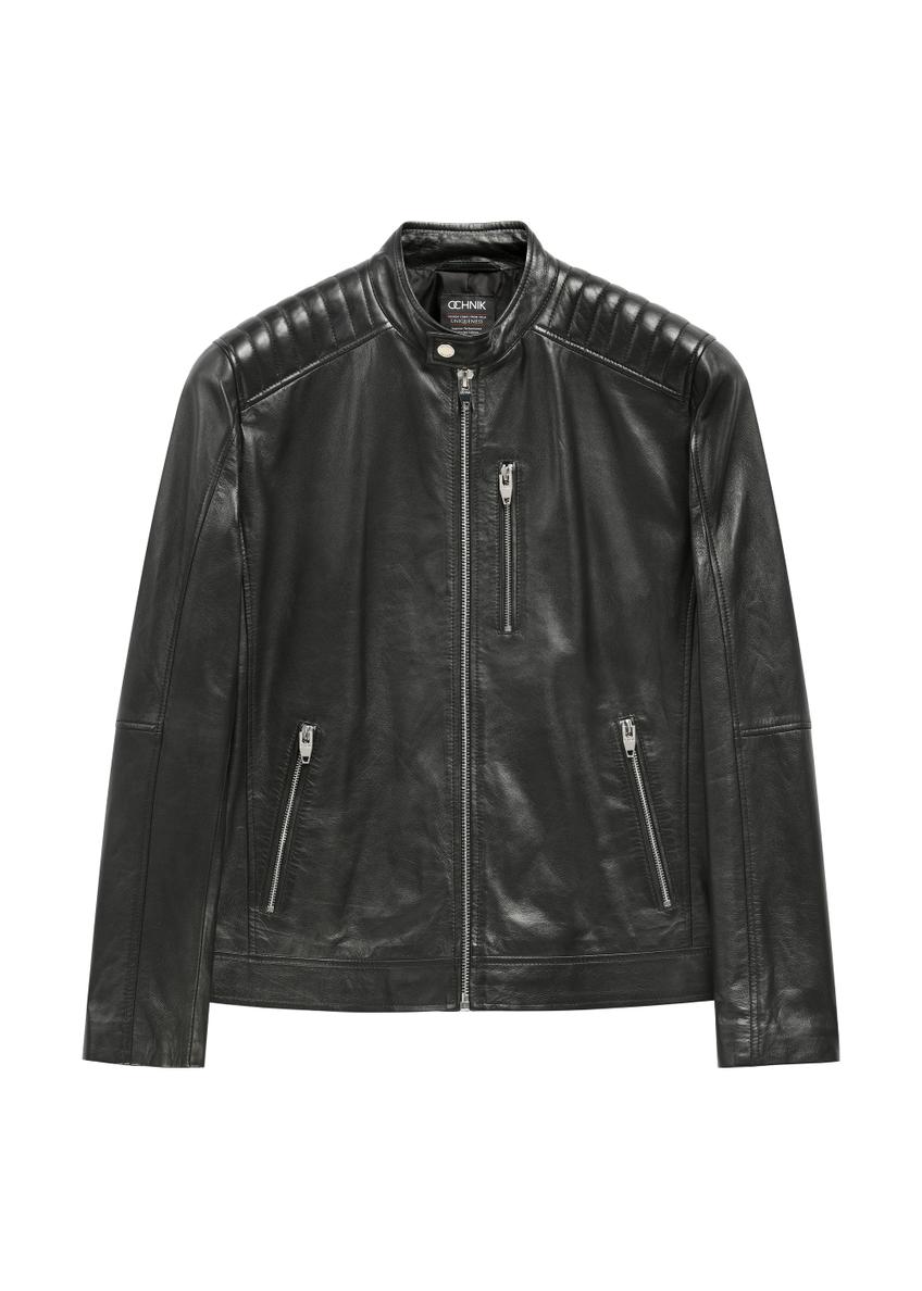 Pánska kožená bunda so stojačikom KURMS-0191A-99(KS)