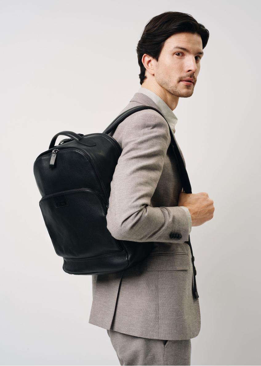 Čierny veľký kožený pánsky batoh PLCMS-0020A-99(Z25)