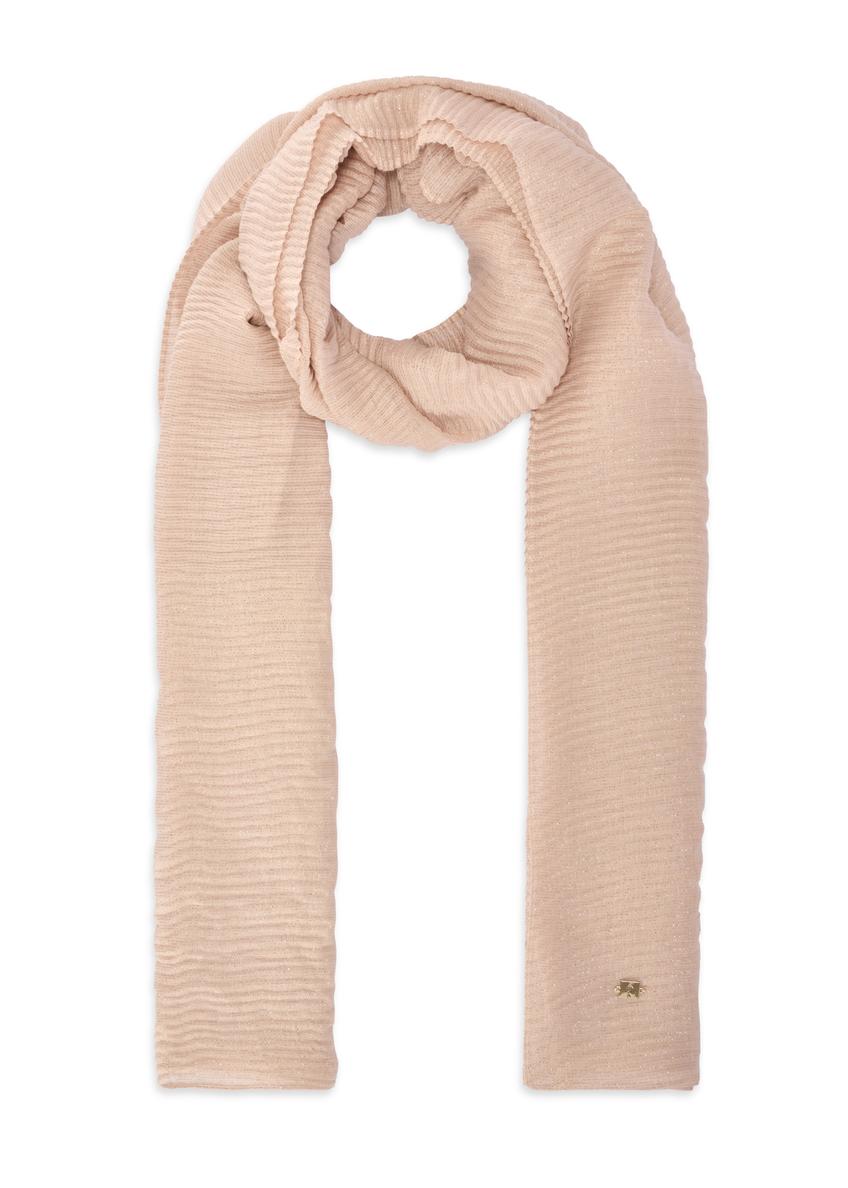 Béžová ľahká dámska šatka SZADT-0217-1B(W26), pohľad spredu na bielom pozadí.