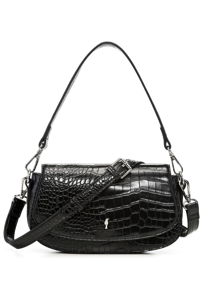 Malá čierna dámska kabelka croco TOREC-1264-9G(Z26)