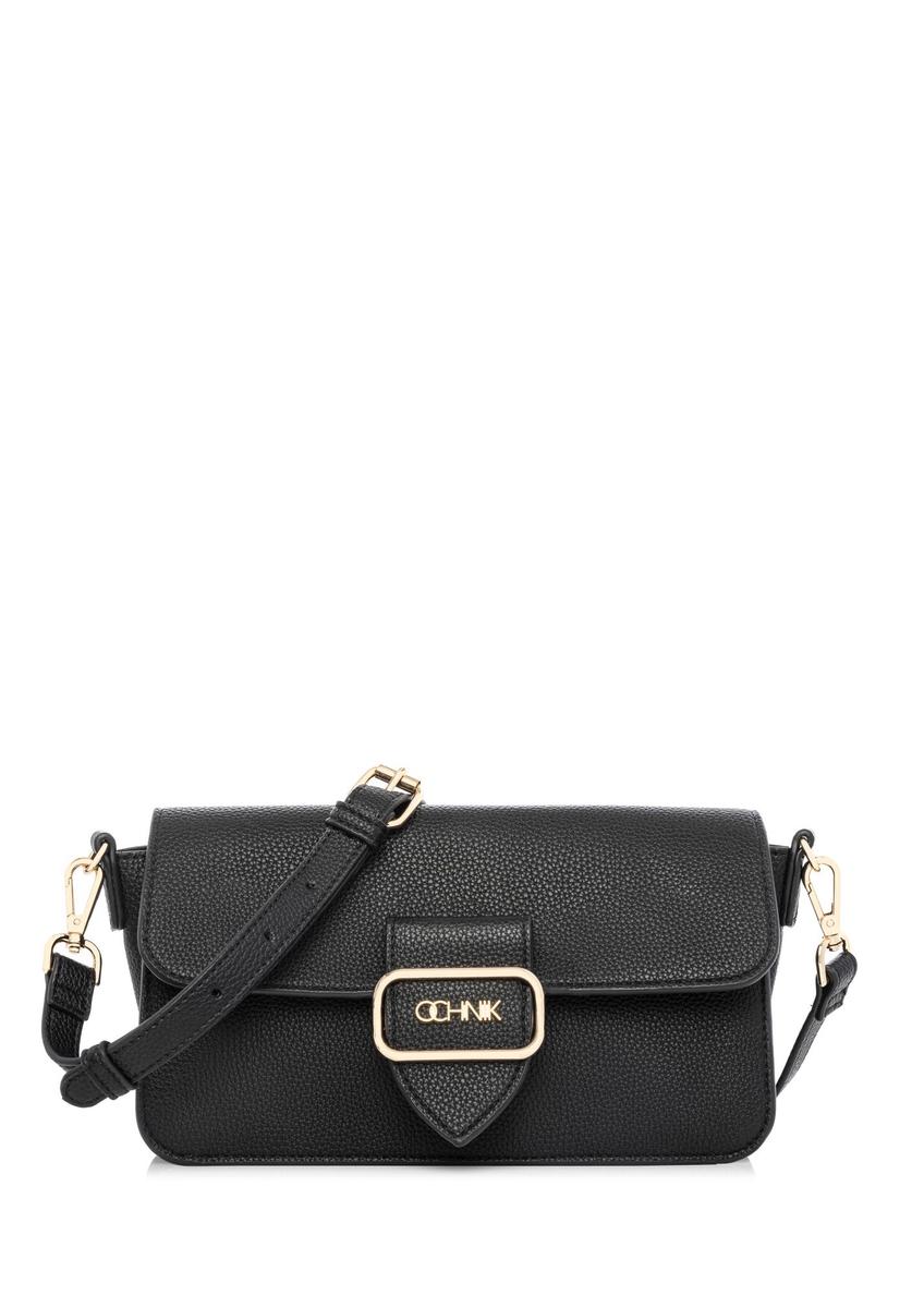 Čierna dámska taška cez rameno TOREC-1120-99(W26) - pohľad spredu na produkt, na bielom pozadí.