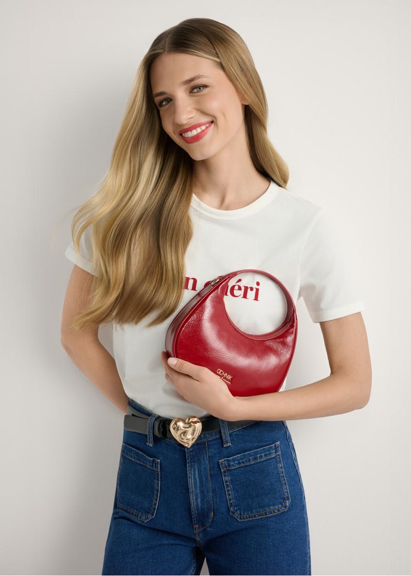 Červená kožená kabelka hobo TORES-1216-4B(W26)