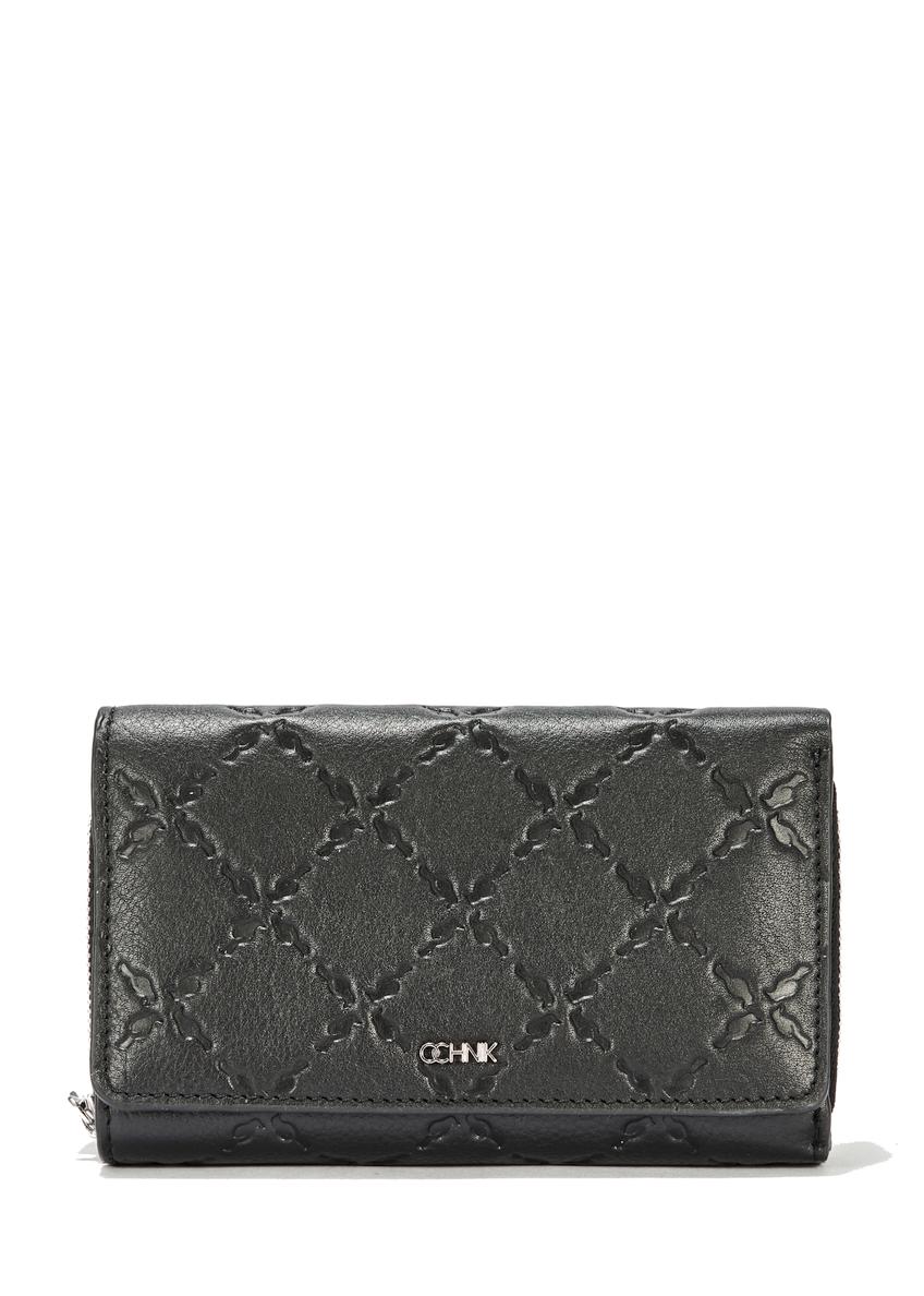 Čierna kožená dámska peňaženka s monogramom PORES-0882A-99(W25)