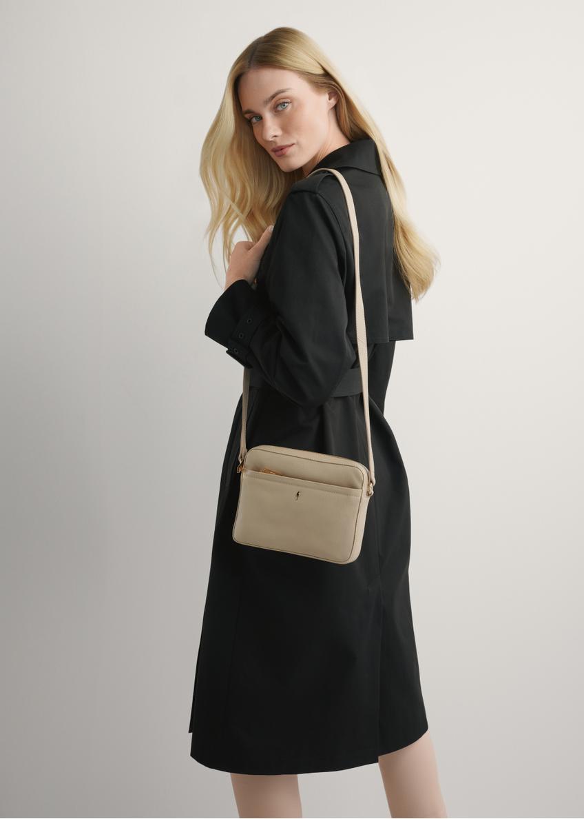 Dámska Béžová malá kožená kabelka TORES-1269-1B(W26)