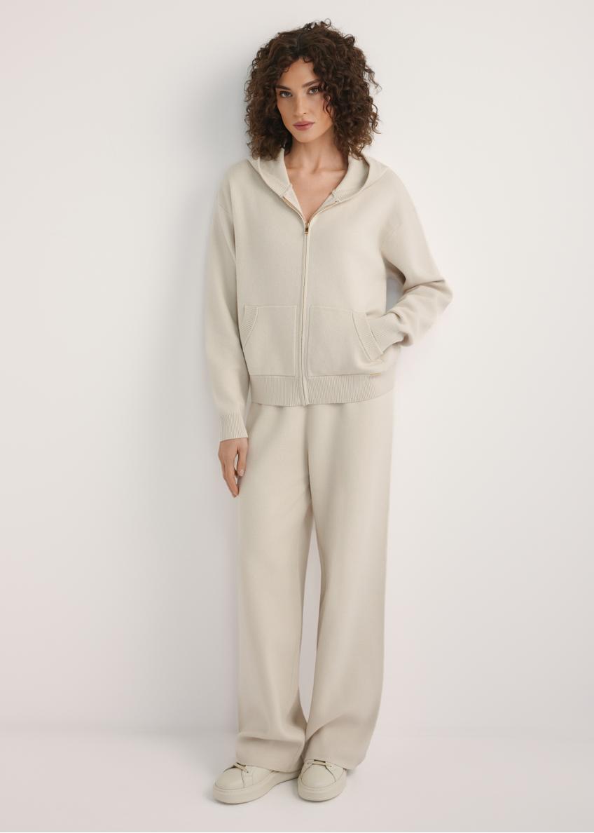 Béžová dámska mikina s kapucňou BLZDT-0120-1A(W26)