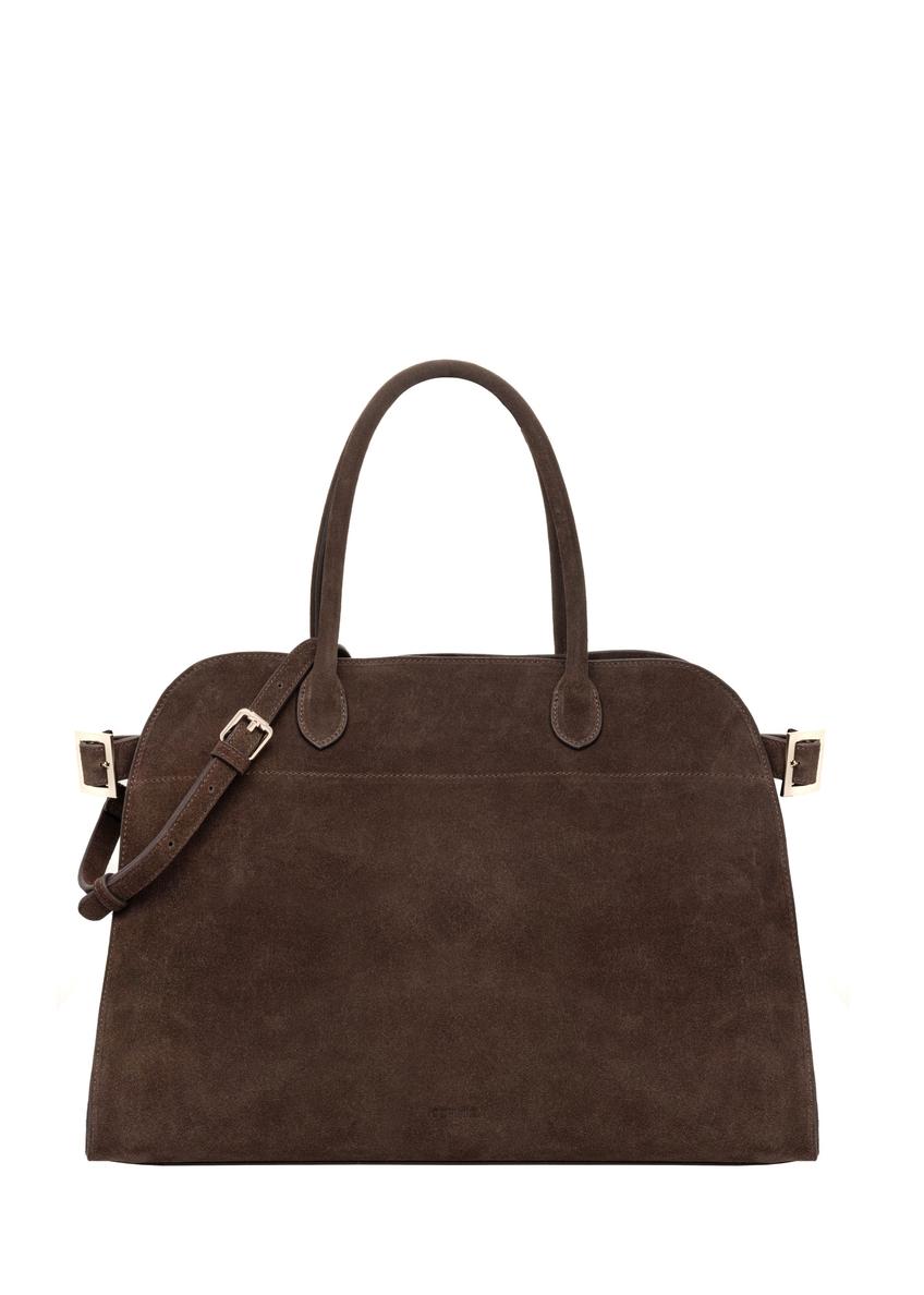 Tmavohnedá kožená dámska kabelka typu shopper TORES-1412-1H(Z26)