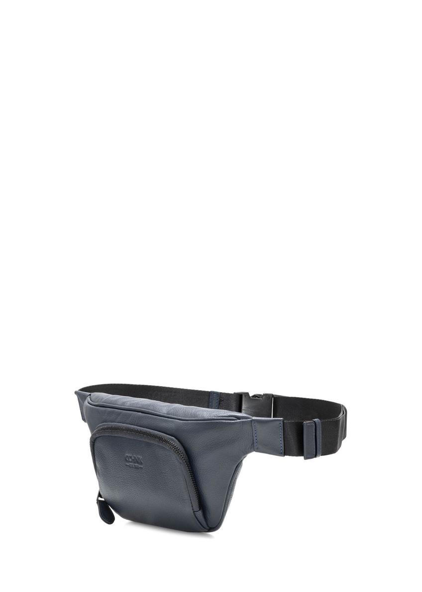 Pánska tmavomodrá kožená ľadvinka na zips TORMS-0280A-69(W24)
