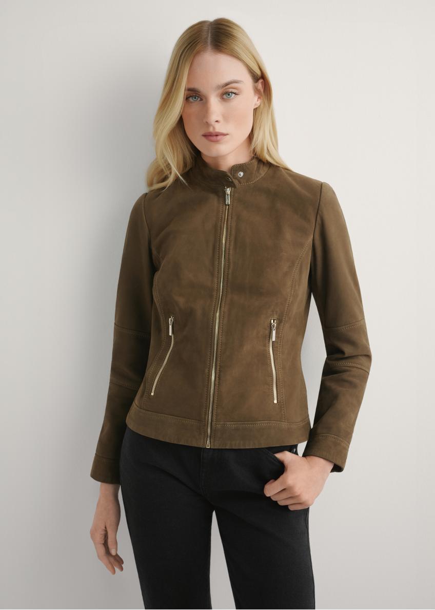 Dámska hnedá kožená bunda KURDS-0611-1H(W26)