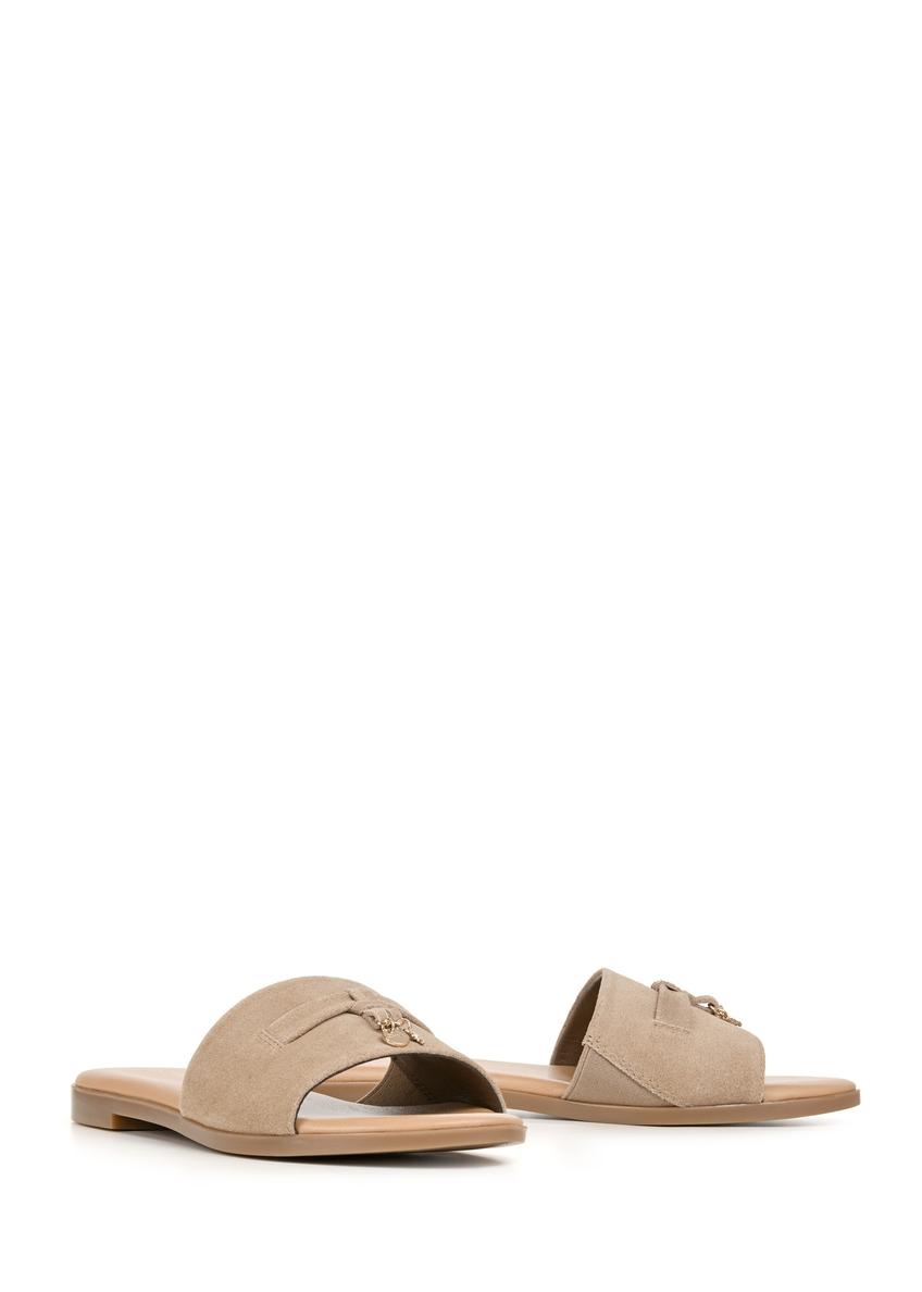 Dámske semišové šľapky v chladnej béžovej farbe  BUTYD-1255-1K(W26)