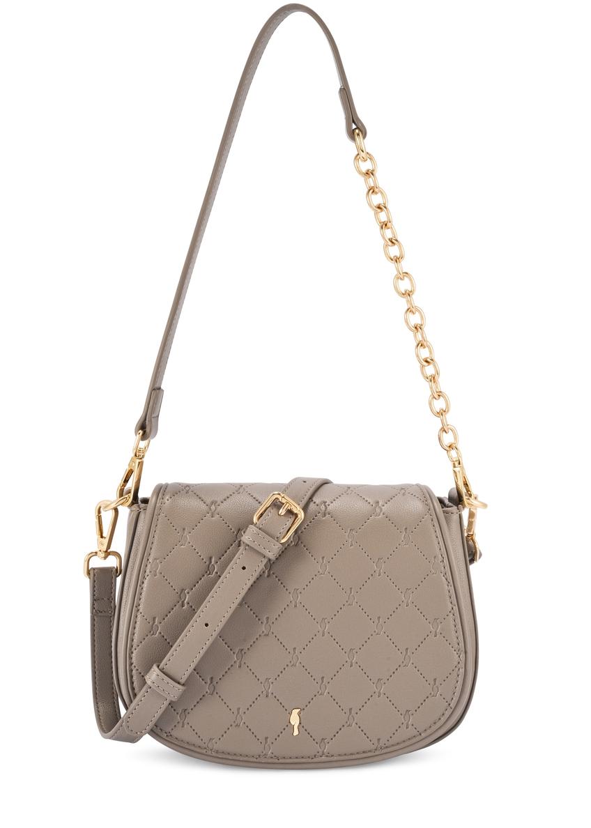 Svetlohnedá dámska taška cez rameno TOREC-1179-1K(W26), pohľad spredu na bielom pozadí.