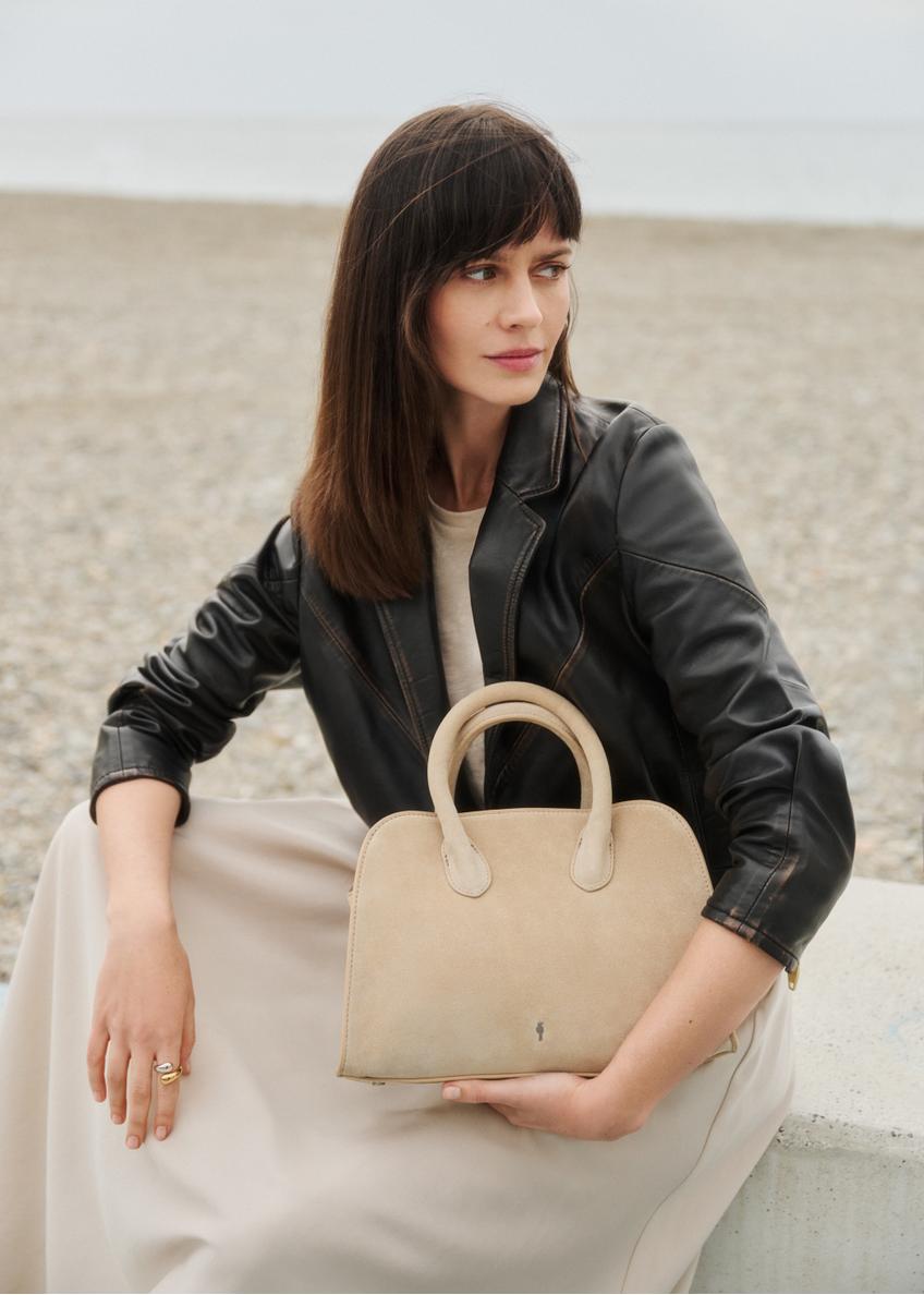 Krémová semišová dámska kabelka TORES-1295-0B(W26)