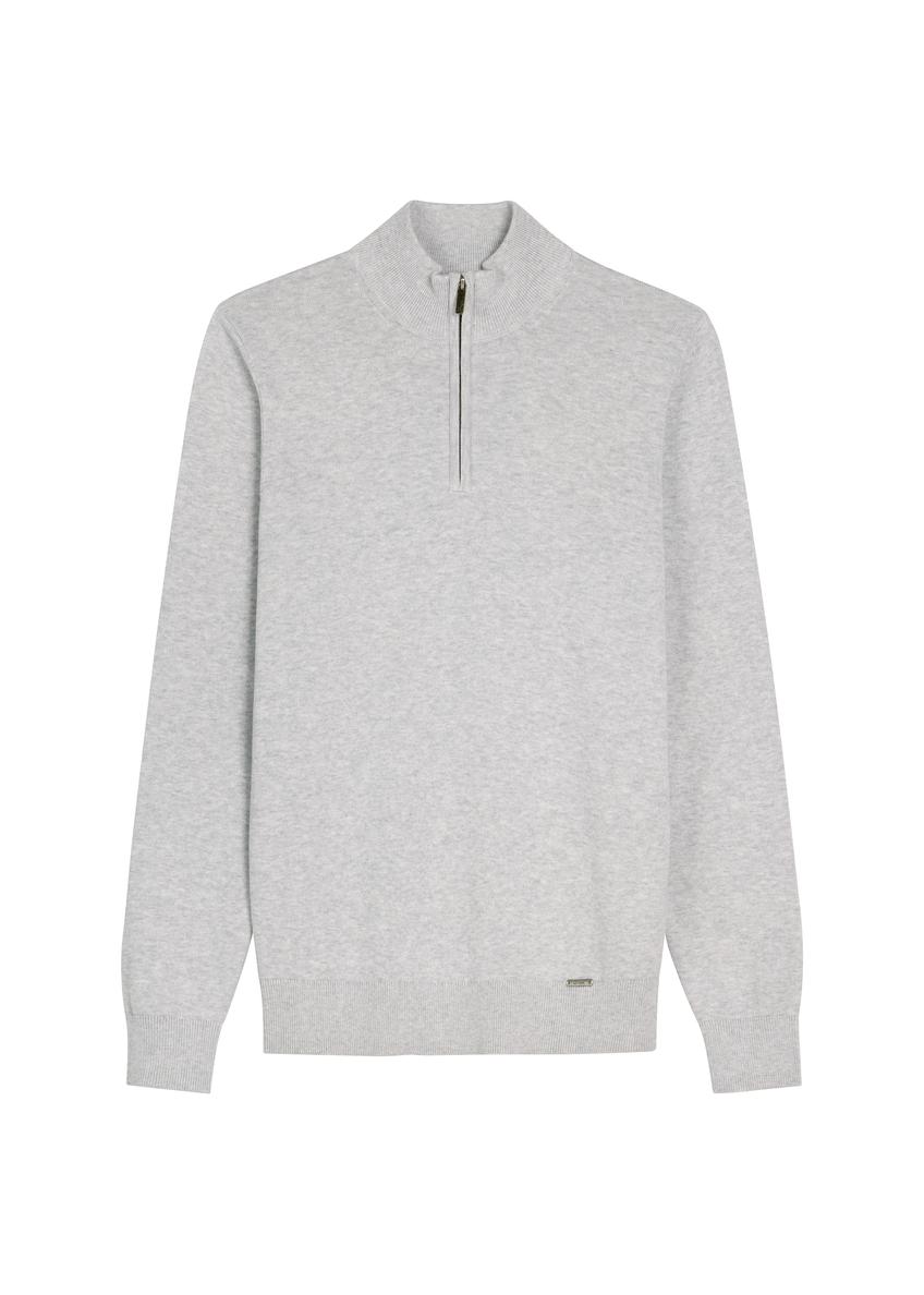 Svetlosivý pánsky sveter s golierom SWEMT-0189-9A(W26)