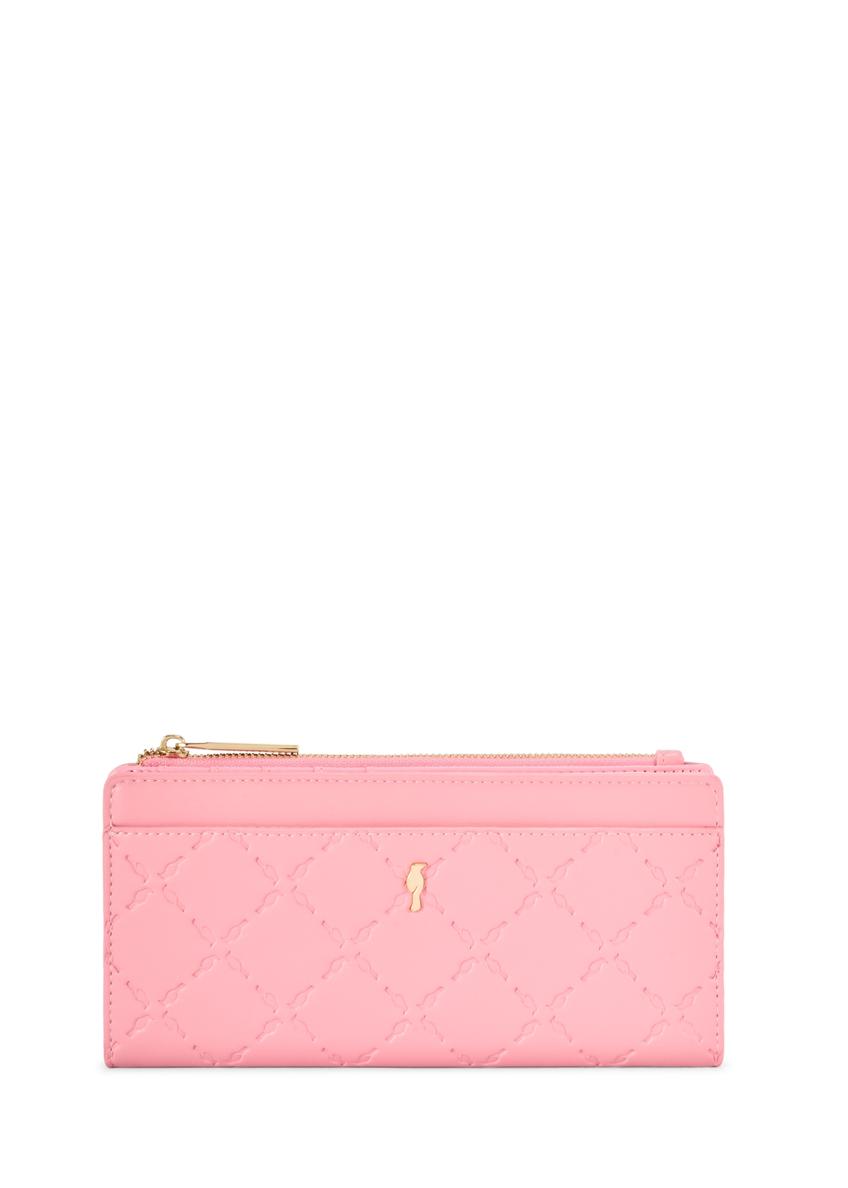 Veľká dámska peňaženka ružovej farby POREC-0406-5B(W26) - pohľad spredu na produkt, na bielom pozadí.