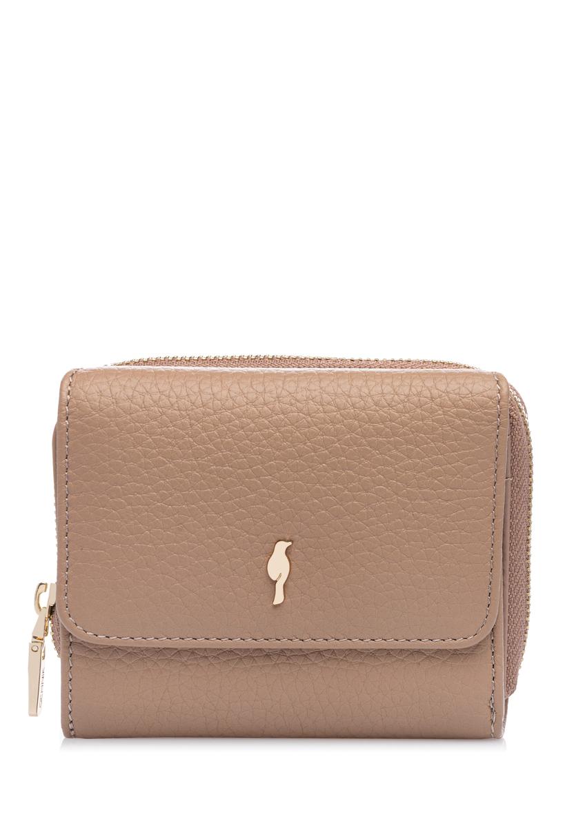 Malá ružová kožená dámska peňaženka PORES-0802H-5D(W26), pohľad spredu na bielom pozadí.