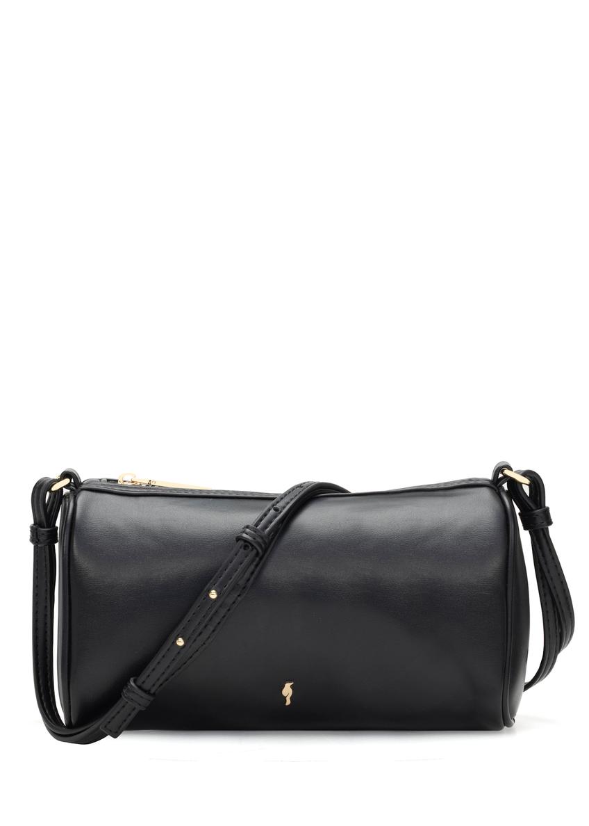 Čierna malá podlhovastá dámska kabelka TOREC-1176-99(W26), pohľad spredu na bielom pozadí.