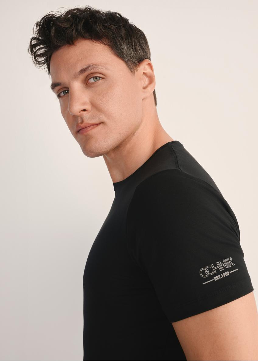 Čierne basic pánske tričko s logom TSHMT-0091-99(KS)