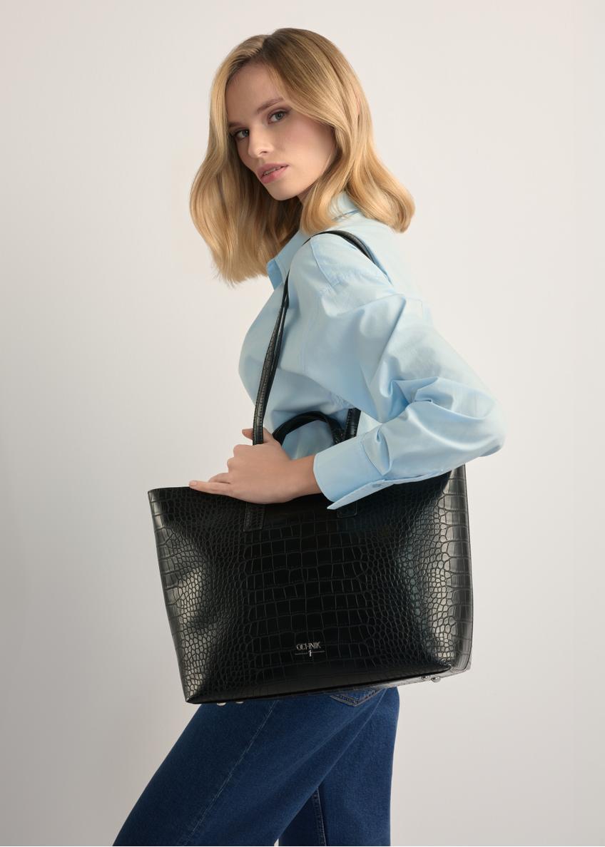 Čierna dámska kabelka shopper TOREC-1204-9G(W26)