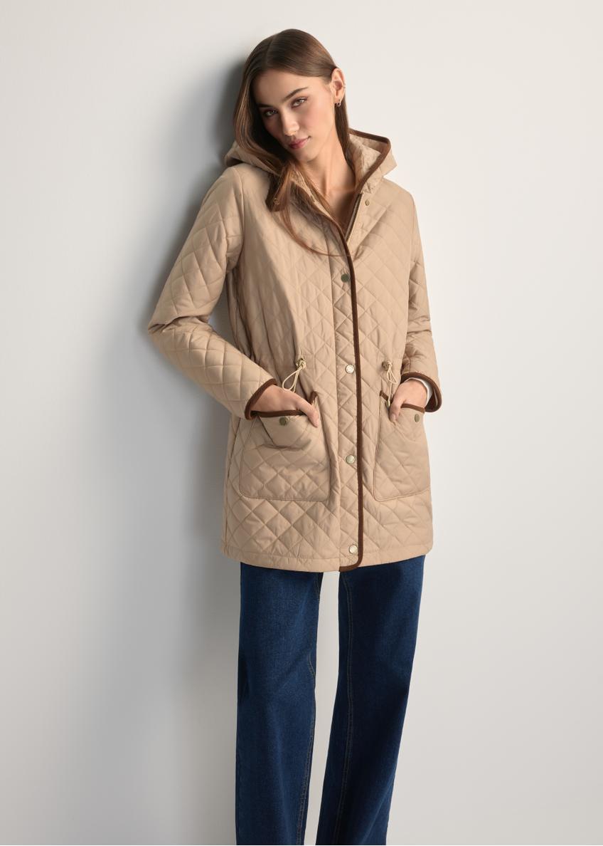 Béžová dámska prešívaná bunda KURDT-0646-1B(W26)
