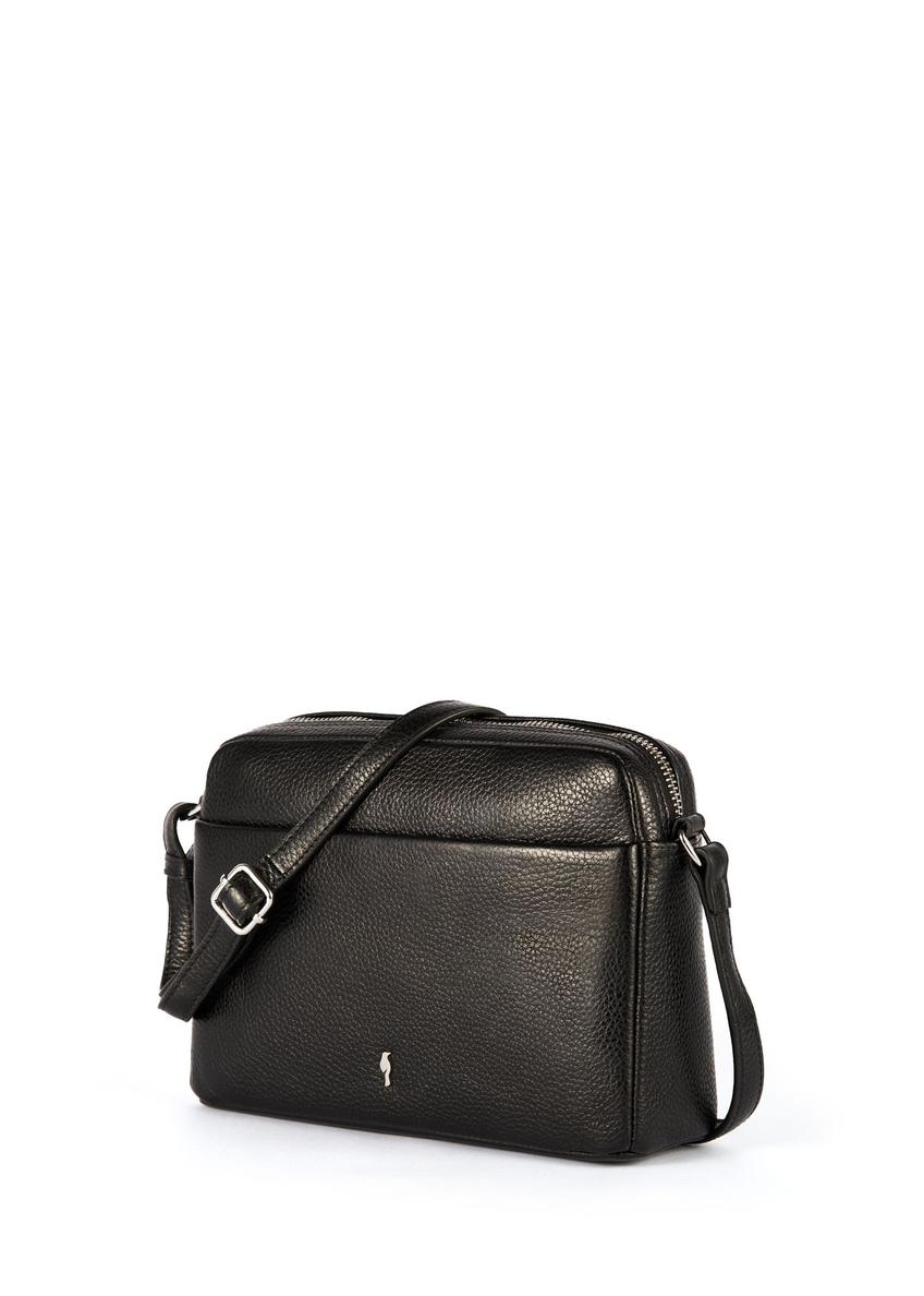 Čierna kožená dámska crossbody kabelka TORES-1102-99(W25)