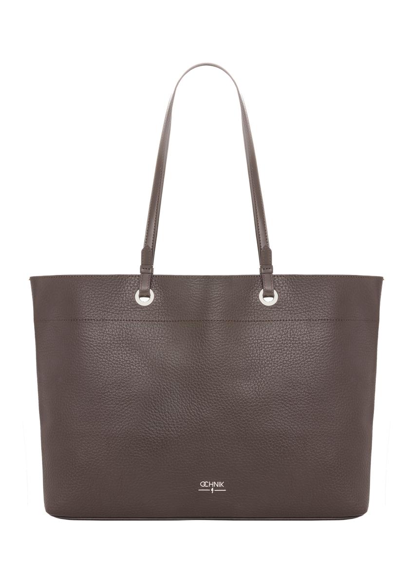 Hnedá kabelka s bodkovaným vzorom  shopper TOREC-1252-1I (Z26)