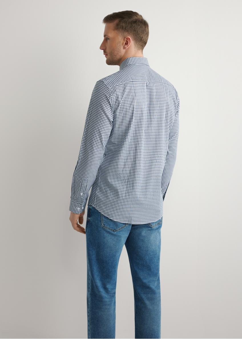 Pánska tmavomodrá károvaná bavlnená košeľa KOSMT-0277-7E(W26)