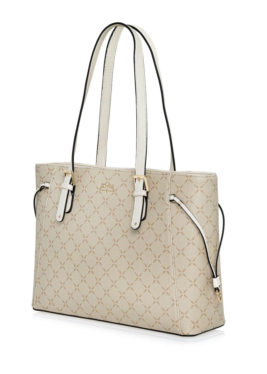 Béžová shopper kabelka s monogramom TOREC-1029-81 (W25)