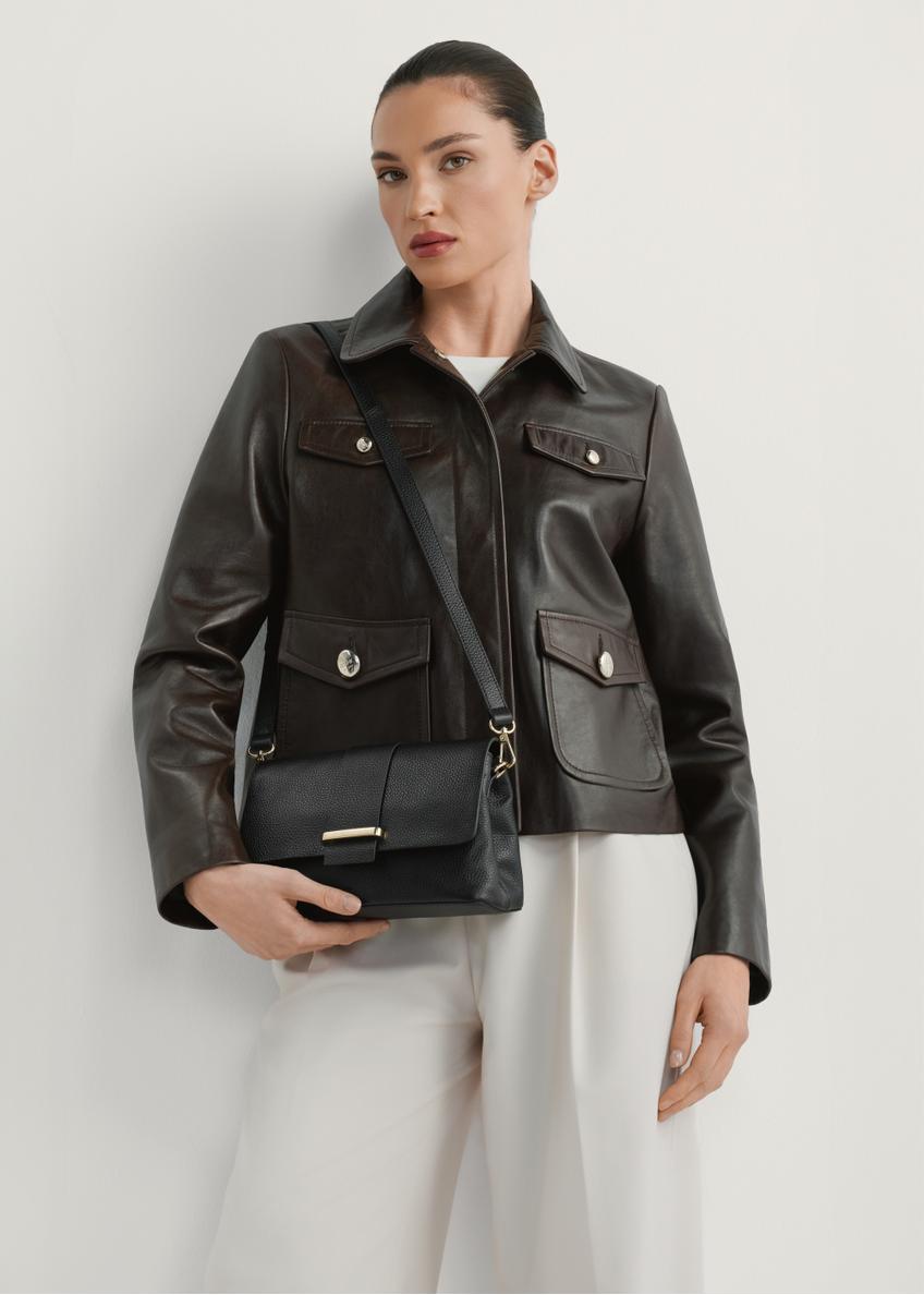 Dámska kožená kabelka v čiernej farbe TORES-1220-9I(W26)