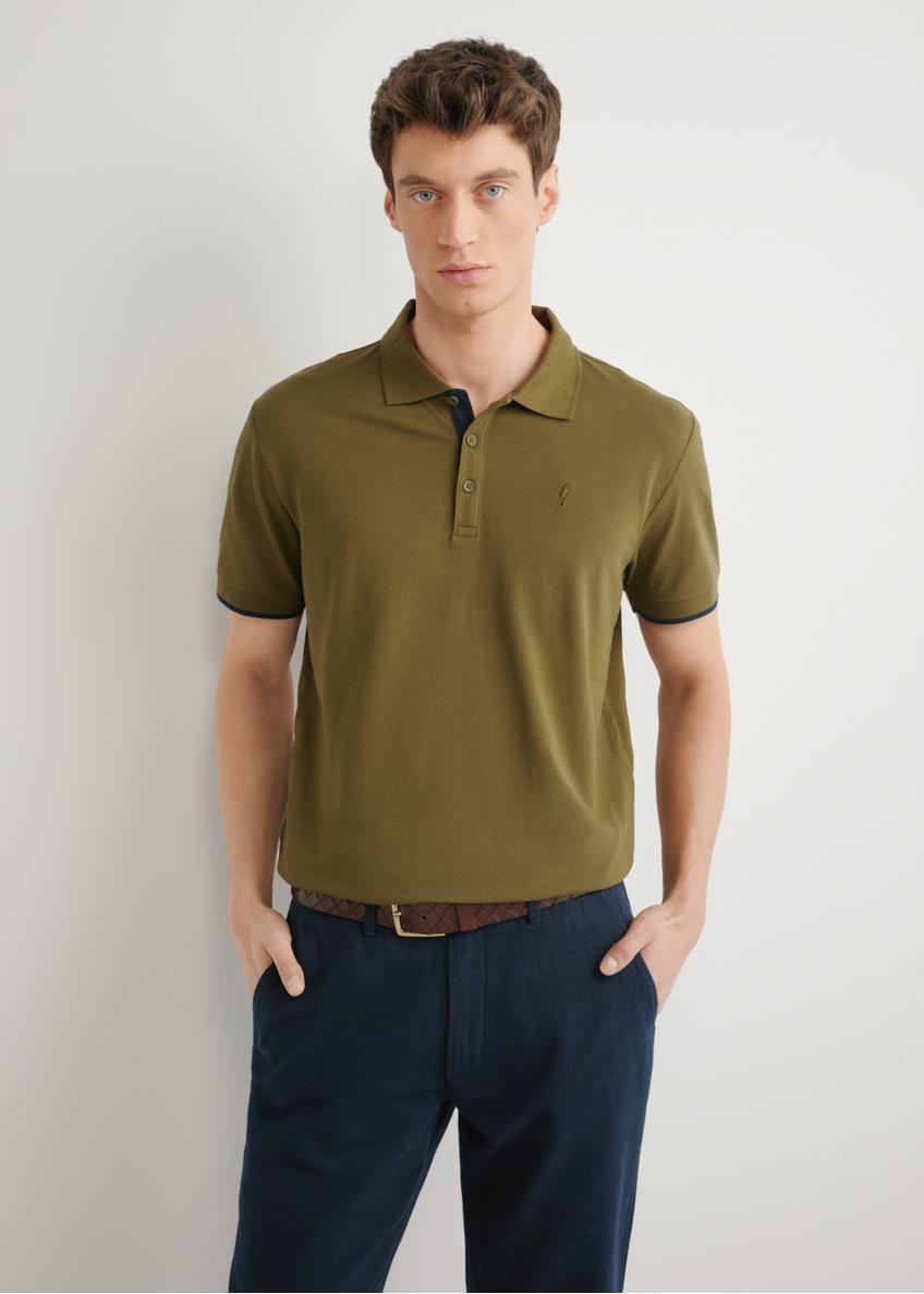 Bavlnené polo tričko khaki POLMT-0045B-8D(W26)