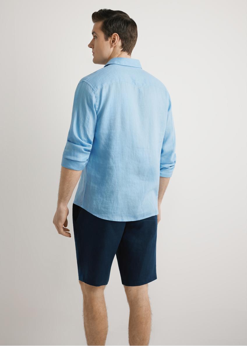 Modrá pánska ľanová košeľa KOSMT-0321A-7B(W26)